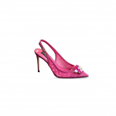 DOLCE & GABBANA RAINBOW LACE SLINGBACKS IN LUREX LACE CG0712AQ54480990